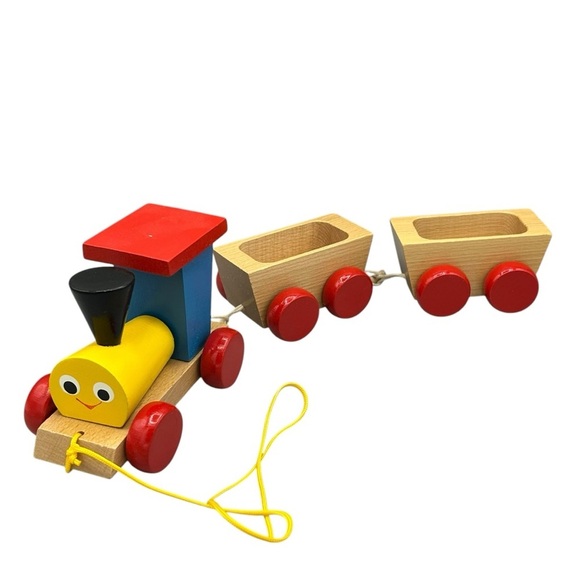 HANDMADE WOODEN MONTESSORI PULL ALONG TRAIN TOY NON-TOXIC PAINT LEARNING - Picture 2 of 11